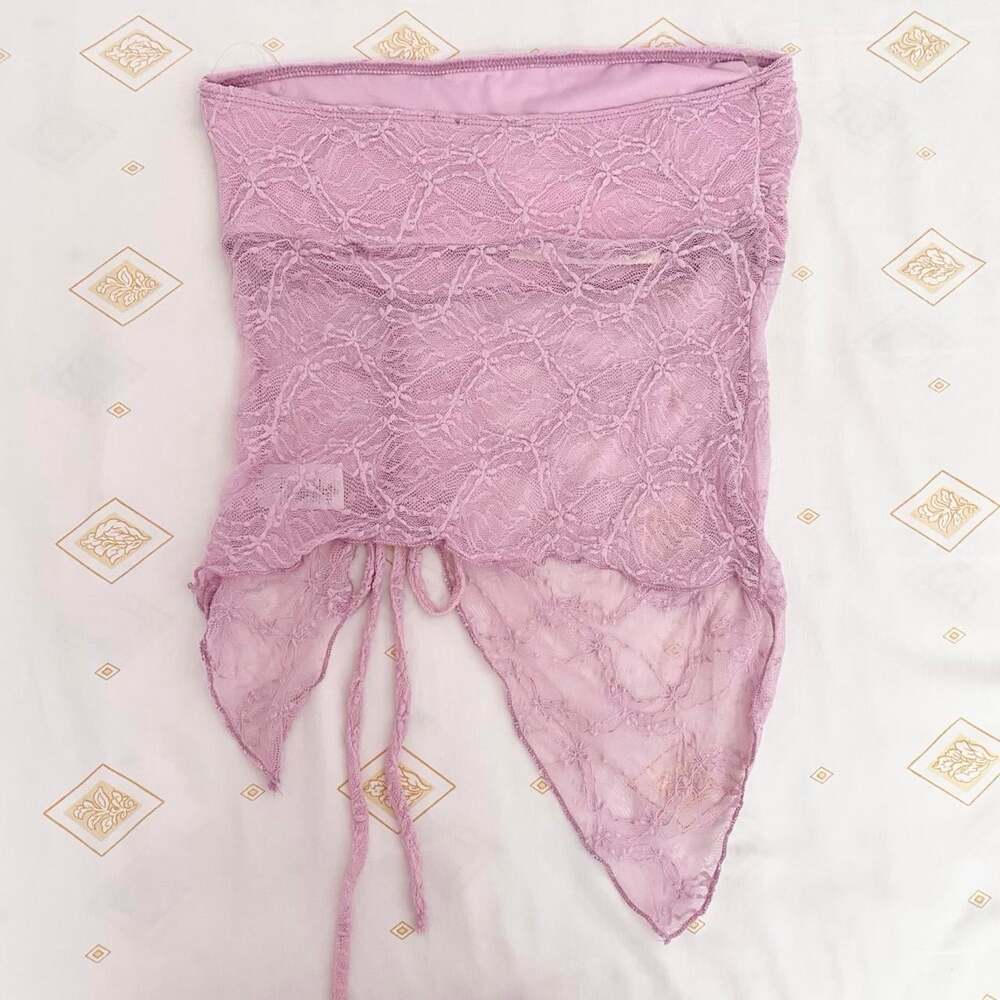 y2k BNWT pink lace strapless tube top, see you monday - Picture 5 of 8